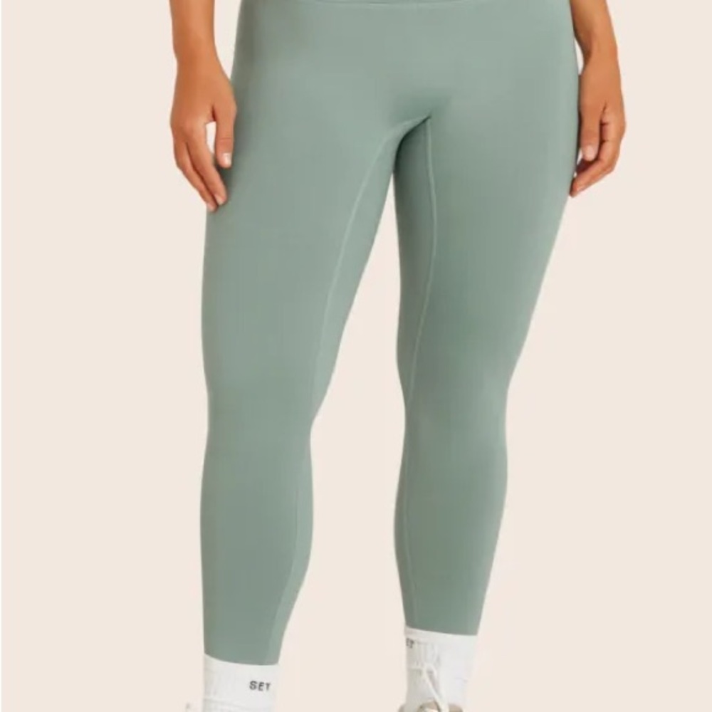Set Active High-Waist Sage Green Seamless Leggings